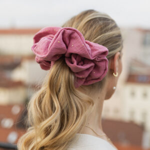 NOVO Rose Oversized gumica za kosu od muslina sa zlatnim točkicama