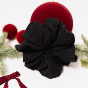 NOVO Black Oversized gumica za kosu od muslina