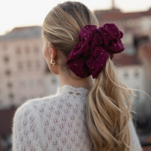 NOVO Oxblood Oversized gumica za kosu od muslina sa zlatnim točkicama